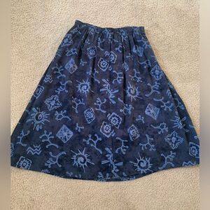 VTG Boho Hippie Funky Festival Maxi Skirt Navy Blue Size S